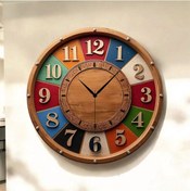 Resim Renkli Baskı Desenli Sayılı Hediyelik Ahşap Sessiz Tablo Duvar Saati 148 Renkli 