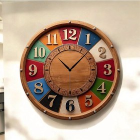 Resim Renkli Baskı Desenli Sayılı Hediyelik Ahşap Sessiz Tablo Duvar Saati 148 Renkli 