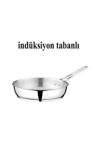 Resim Cam Kapaklı Çelik Tava 26 Paslanmaz Çelik Gri 