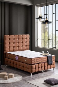 Resim Setay Duke Lux Baza Başlık Deluxe Ortopedik Yatak Seti, Açık Kahve 
