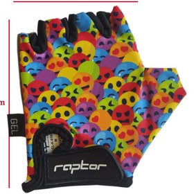 Resim SARİSSA BİSİKLET Raptor Çocuk Eldiveni Kısa Parmak Çocuk Bisiklet Eldiveni Silikon Jelli Emoji Desenli M Beden 