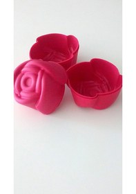 Resim Pink Rose Bybirgul Mini Silikon Gül Kek Kalıbı Kırmızı 