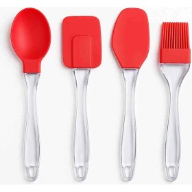 Resim 4lü Silikon Uçlu Spatula Fırça Seti Yanmaz Yapışmaz 