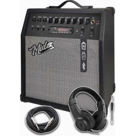 Resim Delixa MGA-50HD Elektro Gitar Amfisi 50 Watt USB Bluetooth Şarjlı 4 Girişli (Kulaklık ve Kablo Dahil) 
