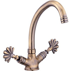 Resim İsaoğlu Yapı Antik Gold Lavabo Bataryası Eskitme Musluk Özel Tasarım Armatür Banyo Musluğu Gold 