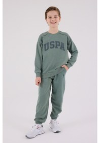 Resim U.S. Polo Assn. Lisanslı Erkek Çocuk Alt Üst 2 Parça Eşofman Takımı Us2229 Koyu Yeşil 