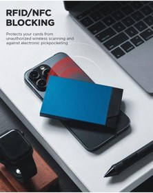 Resim Vulkit Pop-up Alüminyum Kart Tutucusu Şık Ve Güvenli Taşıma Çözümü Mavi 