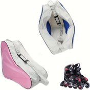Resim Büyük Kapasiteli Üçgen Rulo Paten Çantası - Dayanıklı Polyester Omuz Çantası, Buz Pateni, İnatlı Paten ve Scooterlar için, Siyah ve Mavi Detaylarla, Noel, Paskalya, Cadılar Bayramı ve Gençler Günü Hediyesi için Mükemmel 