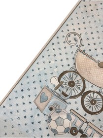 Resim Çocuk Odası Halısı Araba Top Ayıcık Desenli Mavi Dijital Baskı Kaymaz Makinede Yıkanabilir Oyun Halı 