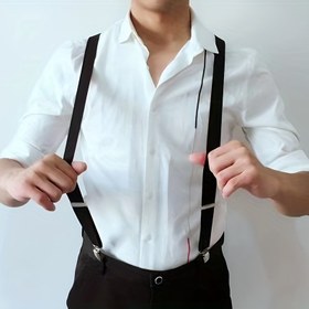 Resim Klasik Erkek Askıları - Ayarlanabilir Alaşım Klipsli Şık Elastik Tasarım, Resmi Giyim ve Günlük Tarz için Mükemmel, Günlük Tarz Askıları | Şık Kıyafet Geliştirme | Alaşım Klips Ekleri 