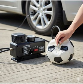 Resim Buffer 250 Psı Güçlü Taşınabilir Hava Kompresörü Araba, Motosiklet, Bisiklet Ve Top Şişirme İçin Elektrikli Fişli Çakmaklıklı Lastik Şişirme Pompası 