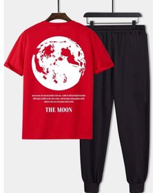 Resim Uyguntarz Unisex The Moon Baskılı 2'li Eşofman Takımı Kırmızı 