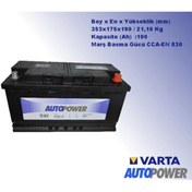 Resim 12v 100 Ah 830 En Autopower Akü 