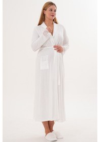 Resim Mecit Pijama Mecit 6330 Ekru Sabahlıklı Lohusa Pijama Takımı 