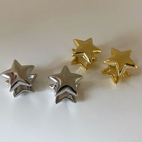 Resim 1 Çift Vintage Boho Tarzı Çift Taraflı Beş Köşeli Yıldız Küpe Tokası, Günlük Kullanım ve Hediye Fırsatları için Çinko Alaşım Çiviler - Her Mevsim Kullanışlı Takı, Boho Takı 