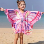 Resim YX-150 Sevimli Kelebek Baskılı Güneş Koruma Tunic - Canlı Gökkuşağı Kanat Tasarımı, Bol Kesim, Tüm Mevsimler İçin Uygun, Yüksek Esneklikli Kumaş, Küçükler İçin Plaj Örtüsü, Plaj Örtüsü Tunic | Canlı Baskılı Üst | Esnek Kumaş 