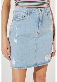 Resim Lee Regular Fit Normal Kesim %100 Pamuk Yüksek Bel Mavi Jean Kot Etek L231062XT Mavi 