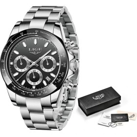 Resim Hanyang Gümüş Siyah 2021 Lıge Yeni Spor Erkek Izle Iş Paslanmaz Çelik Saatler Erkekler Için Su Geçirmez Erkek Kuvars Saatı Reloj Hombre + Kutu (Yurt Dışından) 