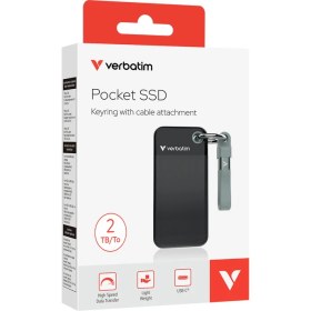 Resim 2 Tb Pocket Mini Taşınabilir SSD USB 3.2 - 1000MB/S-1000MB/S Siyah/ Gri Kablo Dahil 