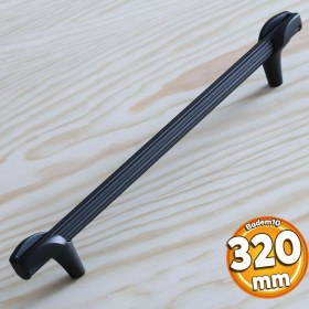 Resim Badem10 Duru 320 mm Siyah Metal Kulp Mobilya Çekmece Mutfak Dolabı Dolap Kapak Kulpları Kulbu Kulpu 