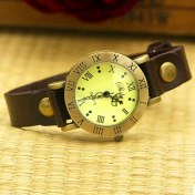 Resim Hanyang Kahverengi Shsby Yeni Roma Vintage Inek Deri Kayış Saatler Kadın Elbise Bilezik Saatler Kadın Bronz Kuvars Izle Öğrenci Eğlence Izle (Yurt Dışından) 