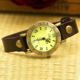 Resim Hanyang Kahverengi Shsby Yeni Roma Vintage Inek Deri Kayış Saatler Kadın Elbise Bilezik Saatler Kadın Bronz Kuvars Izle Öğrenci Eğlence Izle (Yurt Dışından) 