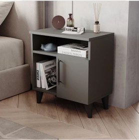 Resim Reyo Home Enda Kommen 3 Bölmeli Kapaklı Komodin Antrasit 