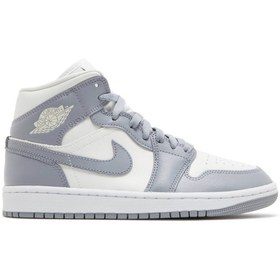 Resim Air Jordan 1 Mid Stealth Grey Sail (w) Kadın Spor Ayakkabı 