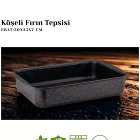 Resim 30x35 Cm Granit Köşeli Tepsi - Siyah Siyah 