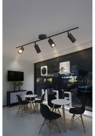 Resim Koal Avize Spoti 4'lü Siyah Renk Gün Işığı Modern Tasarım Salon - Mutfak - Banyo Spot Ledli Sıralı Avize Siyah Siyah 