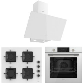 Resim Ferre Flowart Plus Serisi Beyaz Cam Dijital 3'lü Ankastre Set ( QMS63CB-SS206-D078 ) 