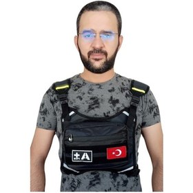 Resim Kan Grubu A+Pozitif Baskılı Su Geçirmez Motorcu Göğüs Çantası Reflektörlü 