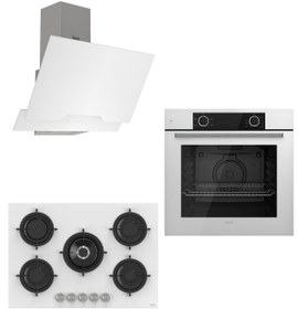 Resim Ferre Pure Rs Serisi Beyaz Ankastre Set ( D064 - Rs036 - Xe61cb ) 75 Cm Ocak 