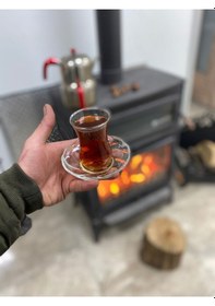 Resim Retro Dik Kuzineli Tek Camlı Kuzineli Yan Kapaklı Döküm Soba 