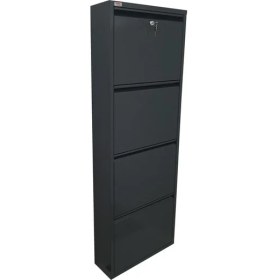 Resim Pratik Metal Ayakkabılık ve Mobilya 4'lü Kilitli Pratik Metal Ayakkabılık (Gri) 
