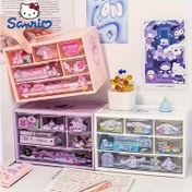 Resim Sanrio 6 Bölme PVC Masaüstü Düzenleyici - Kulomi Melody for kuromi Tasarımı İçin, Yatak Odası, Ofis ve Çalışma Düzeni İçin Şeffaf Depolama Çekmeceleri, Masa Dekoru 