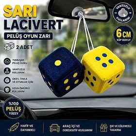Resim Wibo Peluş Tavla Okey Oyun Zarı Vantuzlu Dikiz Aynası Süsü 2 Adet 6 Cm 