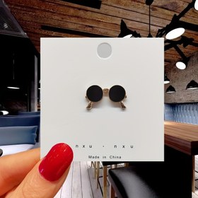 Resim NUXUO Şık Vintage Moda Gözlük Esinli Kadınlar için Broş - Siyah Lensli Altın Tonlu Çinko Alaşımı, Günlük Kullanım & Partiler için Mükemmel 