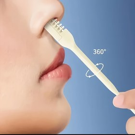 Resim 360° Dönebilen Çift Başlı Burun Kılı Makası ve Temizleyici - Ağrısız ve Güvenli Burun Bakımı için Yumuşak Kıllı Manuel Tıraş Aleti, Dayanıklı Plastik Tasarım 