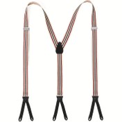 Resim 1 Adet Vintage Erkek Ayarlanabilir Elastik Askı - 2.54cm Genişlikte Y-Silüetli 6 Çizgili Düğme Uçlu, Yüksek Esneklik Siyah Korse - Düğün, Smokin, Parti İçin - Büyük Beden Mevcut, Baba ve Eş Hediyesi 