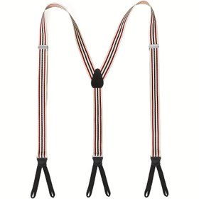 Resim 1 Adet Vintage Erkek Ayarlanabilir Elastik Askı - 2.54cm Genişlikte Y-Silüetli 6 Çizgili Düğme Uçlu, Yüksek Esneklik Siyah Korse - Düğün, Smokin, Parti İçin - Büyük Beden Mevcut, Baba ve Eş Hediyesi 
