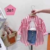 Resim Begimai Üçlü Takım Kot Şort Ve Gömlek 228274981 Pembe 