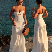 Resim Zarif Kadınlar İçin Y2K Şık Omuz Açık Delikli Kolsuz Vücut Sıkı Kesim Uzun Elbise - Yüksek Bel Düz Renkli Gelinlik, Parti ve Plaj Tatilleri için Resmi Giyim, Darmowade 