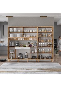 Resim Gale Kahve Köşesi Çok Amaçlı Dolap Kiler Mutfak Dolabı Çam Beyaz 210 Cm Çam - Beyaz 