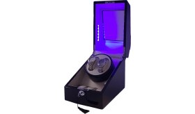 Resim Stand Market Otomatik Saat Kurma Kutusu (Winder) Piano Black 2+3 Siyah Içi Krem LED Işık Sistemli 