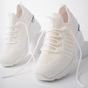 Resim Muggo TYRA Garantili Kadın Ortopedik Yüksek Taban Günlük Bağcıklı Triko Sneaker Spor Ayakkabı 