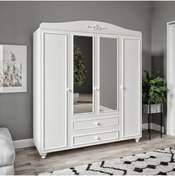 Resim VENATTO Romantic 4 Kapılı, 2 Çekmeceli Aynalı Dolap/gardırop(%100MDF) 