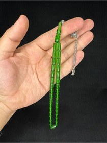 Resim Ateş Kehribar Tesbih Yeşil Renkli Kesme Kesim 10,5mmx6mm T-661 