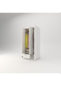 Resim Kenzlife Gardırop 3 Kapaklı Kapılı Çekmeceli Yasemin 168 80 42 Byz Ayaklı Gardolap Dolap 
