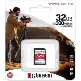 Resim Elba Kingston SDR2-32GB Canvas React Plus Sdhc Uhs-Iı 300R-260W U3 V90 For Full Hd-4k-8k Hafıza Kartı 